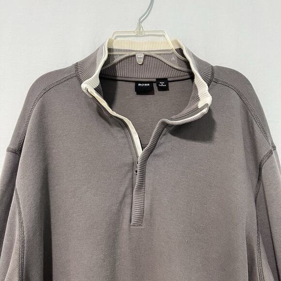 Hugo Boss Sweater Mens XL Brown Pullover Quarter Zip Casual Preppy Knit Cotton - Picture 3 of 15